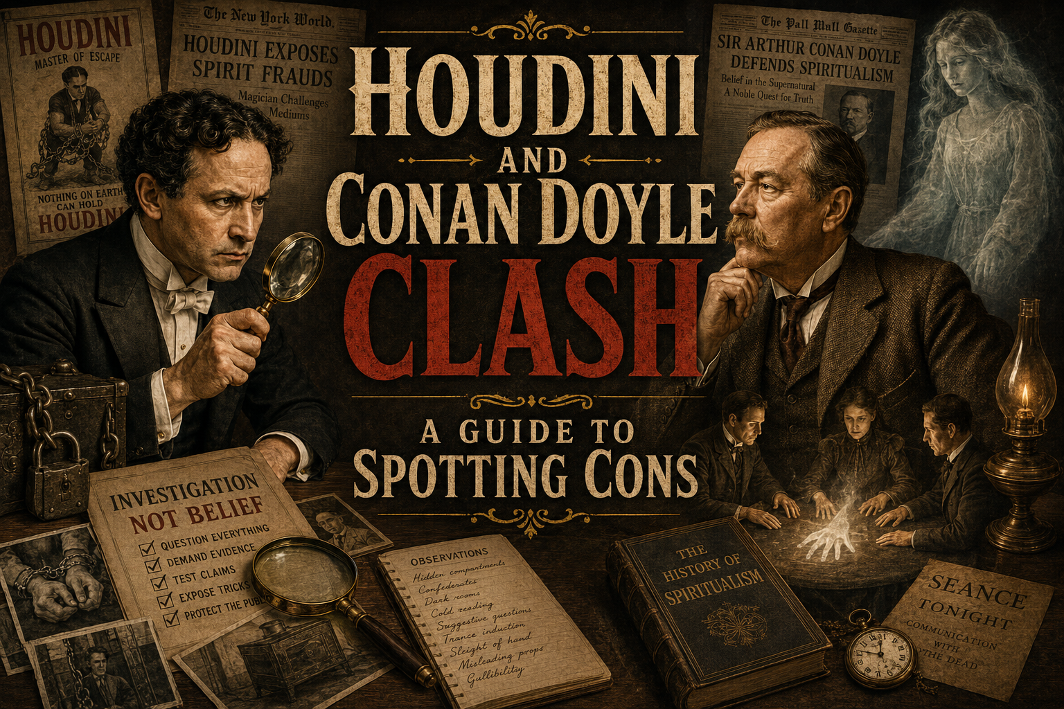 This guide explains how Houdini and Conan Doyle reveal a practical system for spotting cons in modern “mystery” events.