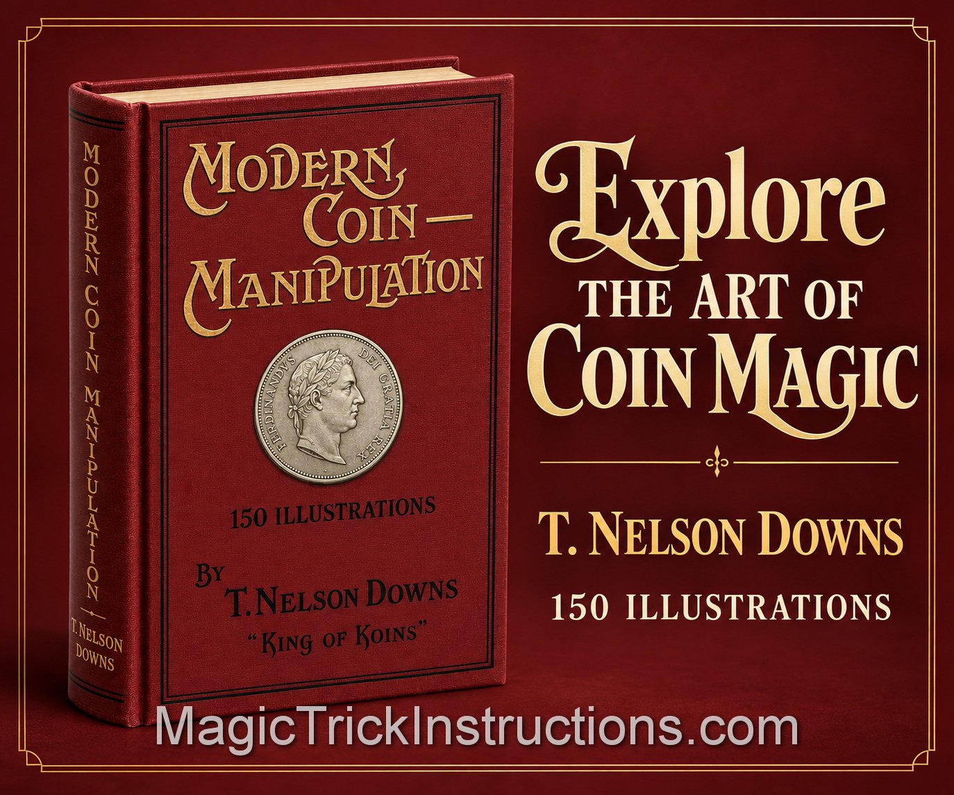 Modern Coin Manipulation Nelson Downs is a foundational book on coin magic by the legendary magician Thomas Nelson Downs, widely known as the "King of Koins".